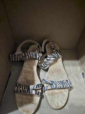 Vaneli Women's Cork Footbed Sandals with Black Zebra-Print Straps